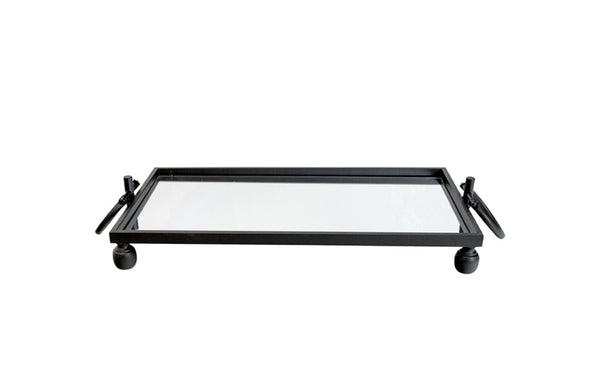 Eliza Iron Mirror Tray with Handles - Black/Gold/Silver - 4 Sizes Available