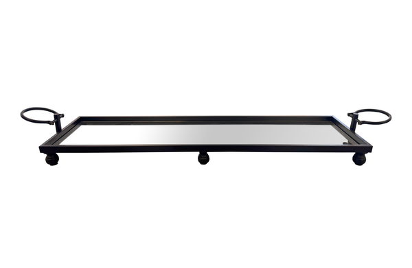 Eliza Iron Mirror Tray with Handles - Black/Gold/Silver - 4 Sizes Available