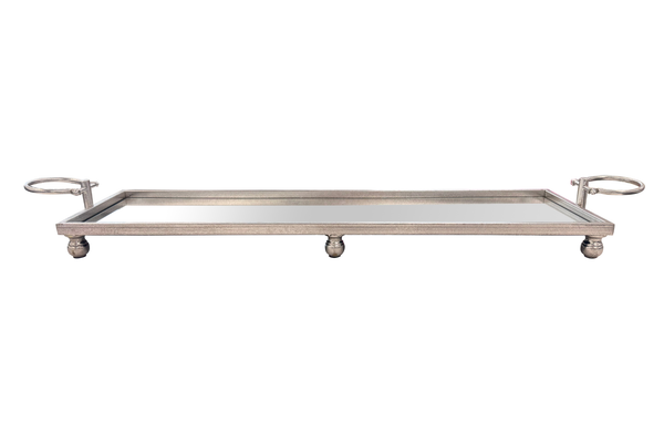 Eliza Iron Mirror Tray with Handles - Black/Gold/Silver - 4 Sizes Available