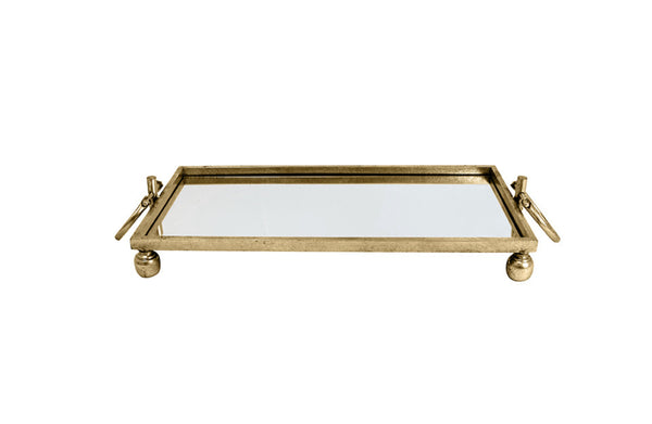 Eliza Iron Mirror Tray with Handles - Black/Gold/Silver - 4 Sizes Available