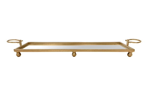Eliza Iron Mirror Tray with Handles - Black/Gold/Silver - 4 Sizes Available