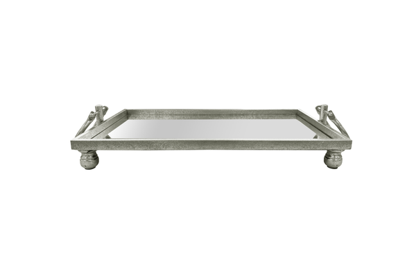 Eliza Iron Mirror Tray with Handles - Black/Gold/Silver - 4 Sizes Available