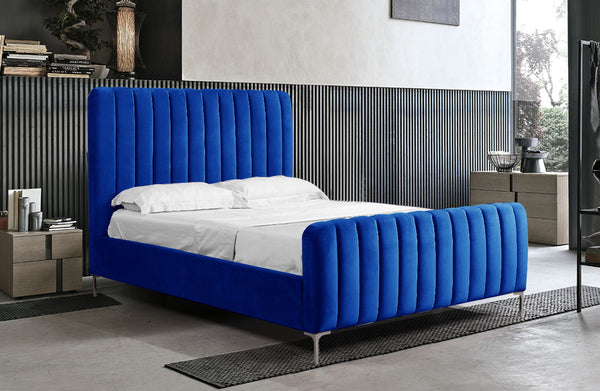 CLEARANCE - Hilton Velvet Deep Blue Bed