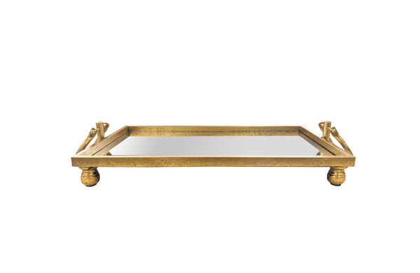 Eliza Iron Mirror Tray with Handles - Black/Gold/Silver - 4 Sizes Available