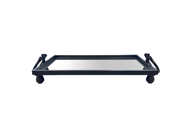 Eliza Iron Mirror Tray with Handles - Black/Gold/Silver - 4 Sizes Available