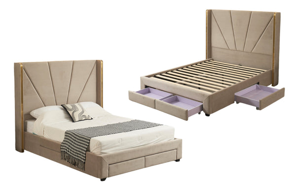 Elwood Velvet Bed - Champagne