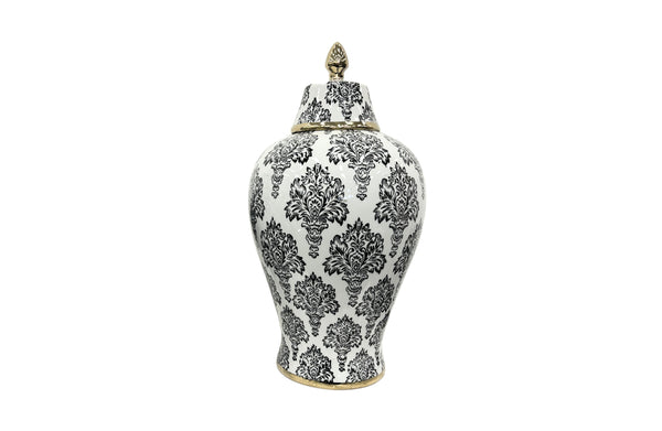 Damask Ceramic Jar Urn Black - 2 sizes available