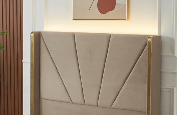 Elwood Velvet Bed with Storage Drawers - Champagne