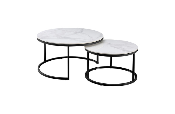 Romana Nesting Coffee Table Set - Black / Champagne Frame - 2 Sizes Available