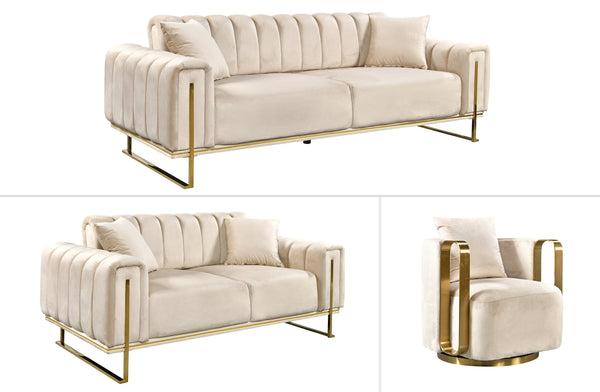AVA Luxury Velvet Sofa Bed Lounge Set - 3 Colours Available