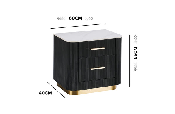 Ariana Fluted 2 Draw Bedside Table