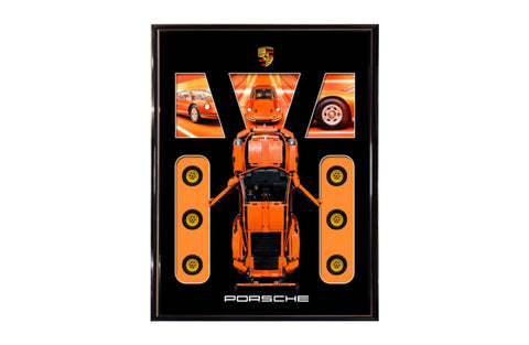 Porsche-Inspired Orange Brick-Built Wall Art – Racing Car Model In Frame