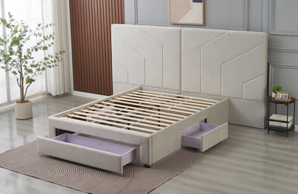 Elliot Velvet Storage Draw Bed