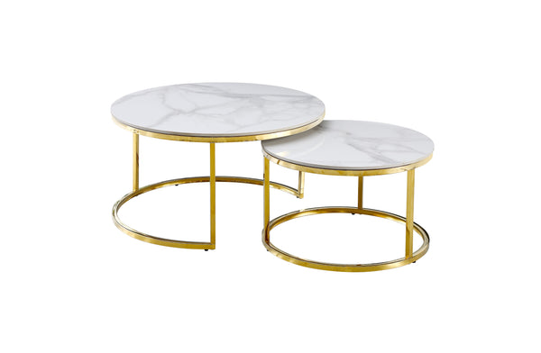 Layla Nesting Coffee Table Set - Silver / Gold Frame - 2 Sizes Available
