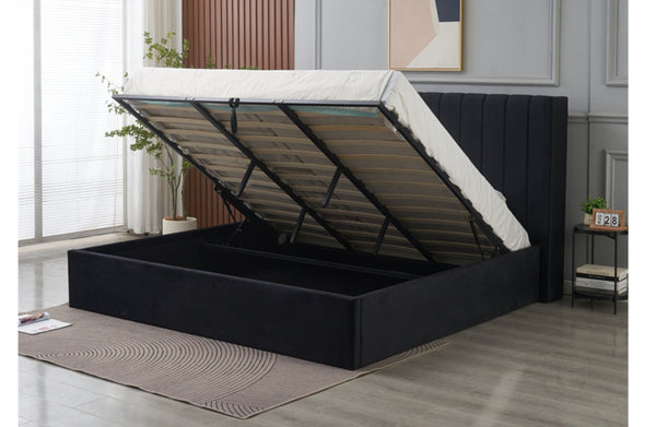 Hilton Velvet Gas Lift Bed - Black