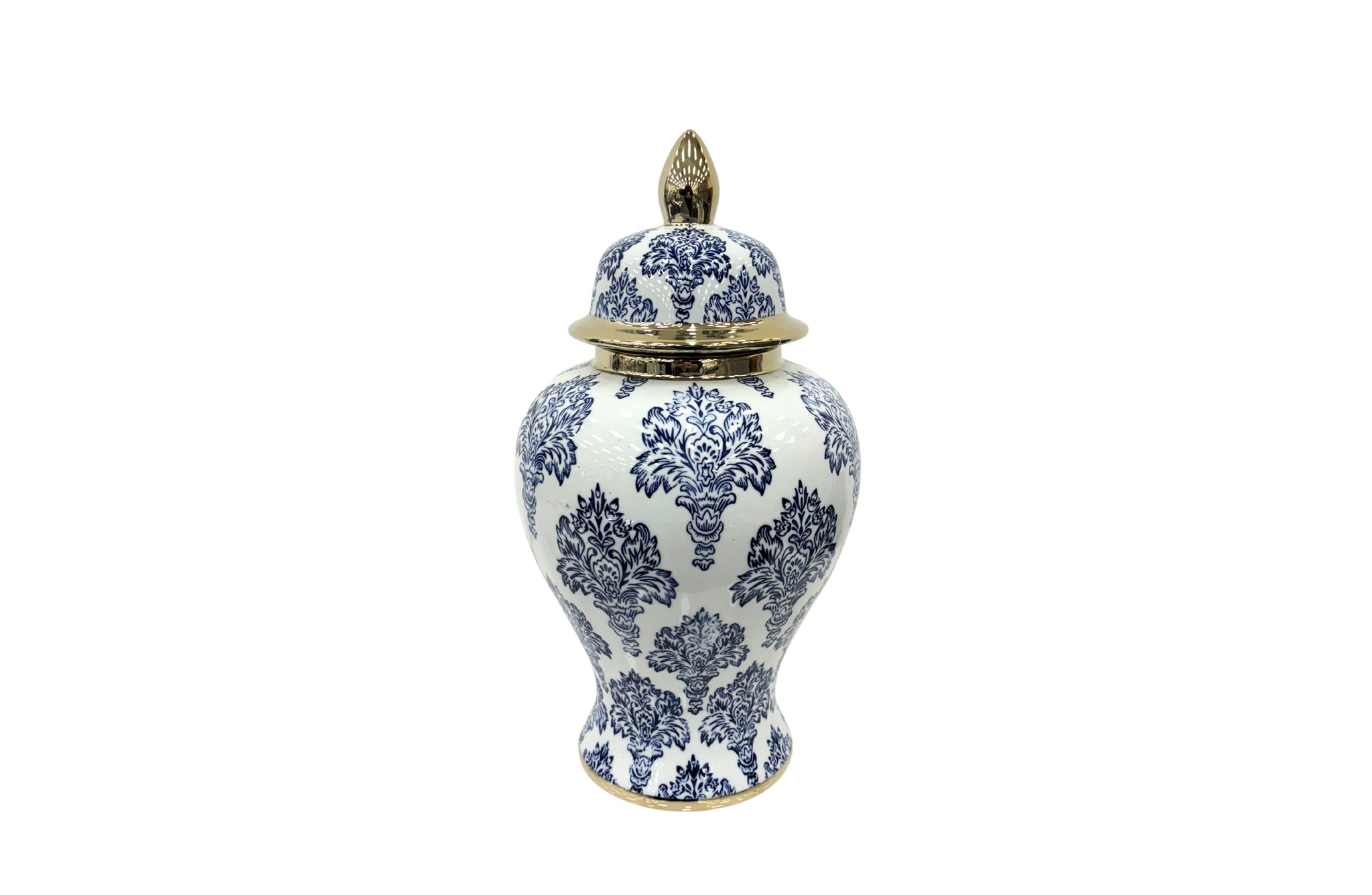 Damask Ceramic Jar Urn Blue