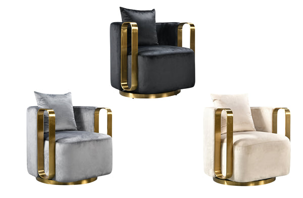 Luxury AVA Swivel Arm Chair - 3 Colours Available