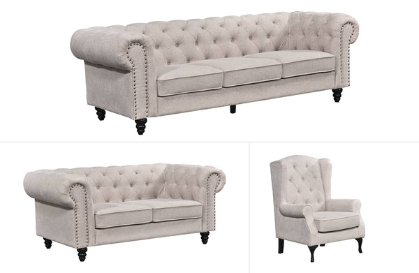 Chesterfield Tufted Lounge Set - 2 Colours Available