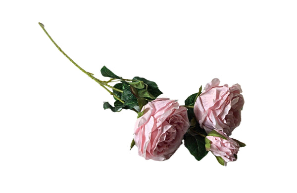 Artificial 3 Stem Roses in Soft Pink – 60cm elegant faux rose stems featuring lifelike blooms for romantic and modern décor
