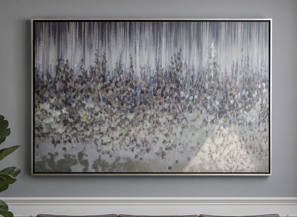 Abstract painting on a wall with a neutral color palette