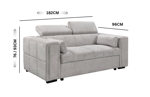 Beige Belair 2-seater sofa with headrests – 182cm width, stylish comfort for smaller spaces