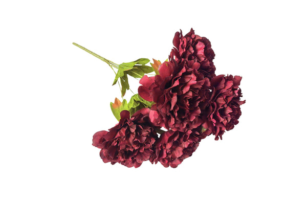 Artificial Maroon Bloomed Peony Bunch – 45cm rich and vibrant faux floral bunch for décor