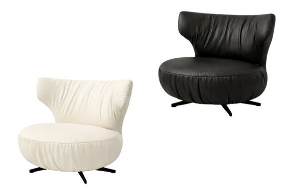 Brodie swivel arm chair in cream and black with curved modern design.