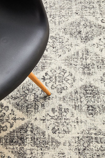 Close-up of Century 999 Grey Rug’s intricate motif details