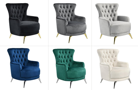 GRAND Tufted Wing Chair - 6 Colours Available