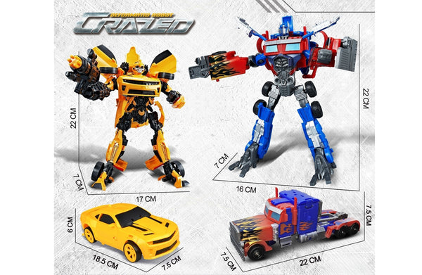 Robot and vehicle size comparison showing dimensions for car, truck, and robots.