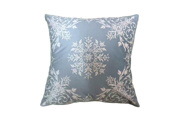 Stylish grey damask velvet cushion featuring detailed floral motif for versatile, elegant interior décor.