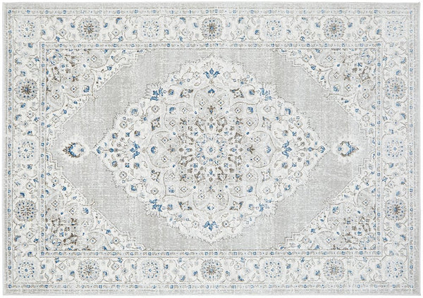  Full view of the Emotion 77 Silver Rug featuring soft silver tones and intricate patterns, perfect for modern and classic interiors.