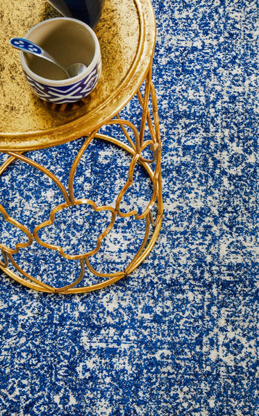 Close-up texture view of Evoke 252 Navy Rug in navy and off-white tones