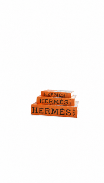 Herm Orange Designer Faux Décor Table Book Box -3 Size Available