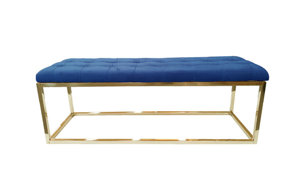 Holly Ottoman in Blue velvet with gold frame.