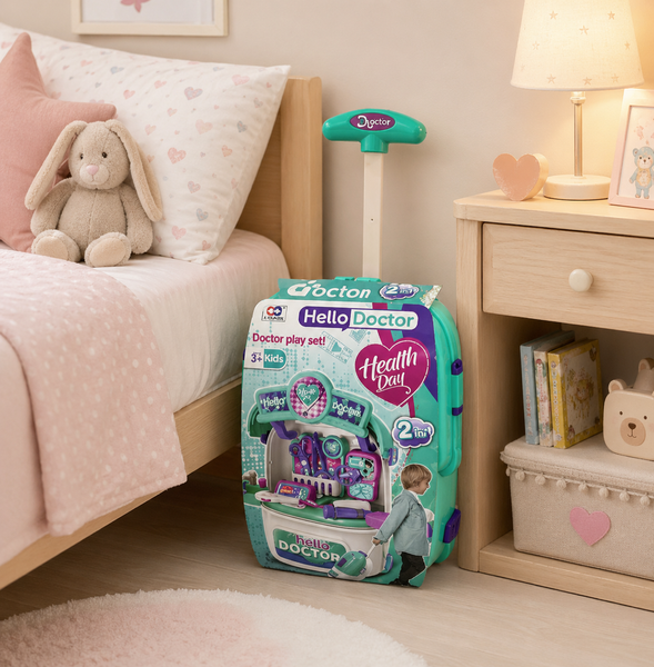 Kids Pretend Play Doctor Kit with Suitcase Trolley