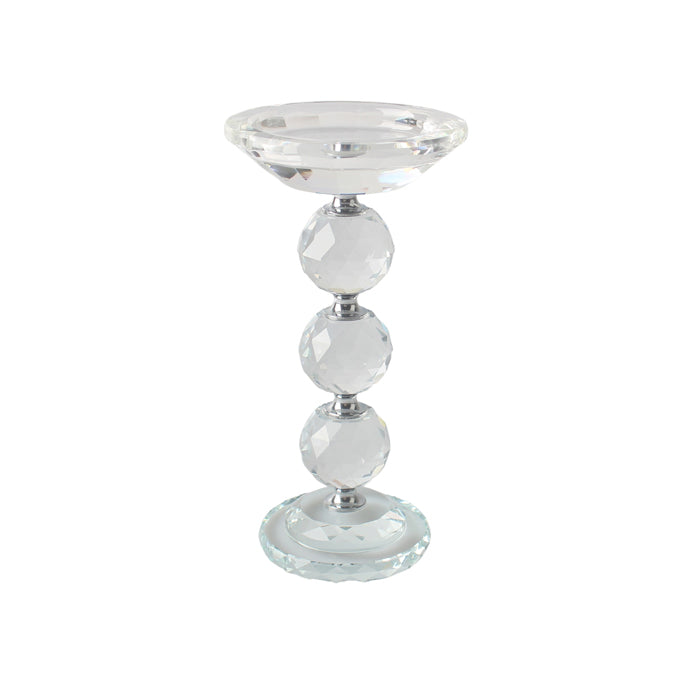 Round Crystal Clear Candle Holder Pillar - 2 Sizes Available