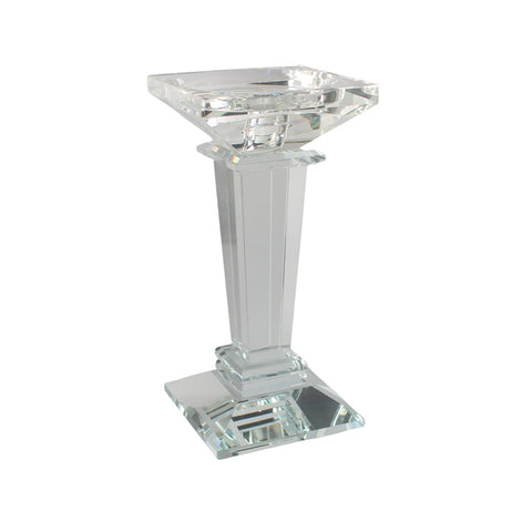 Square Crystal Clear Candle Holder Pillar - 2 Sizes Available