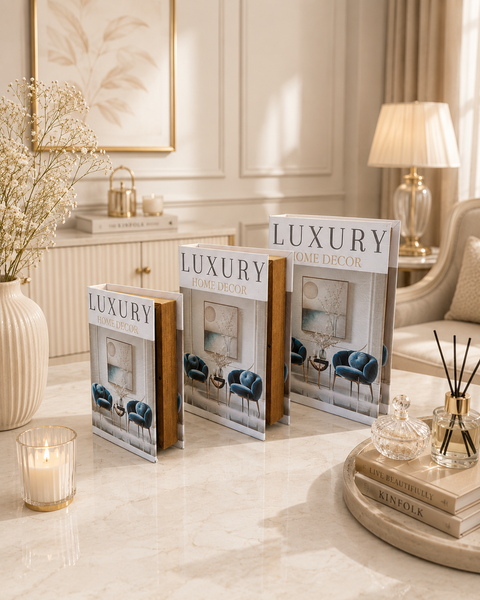 Luxe Home Décor Designer Faux Décor Table Book Box - 3 Size Available