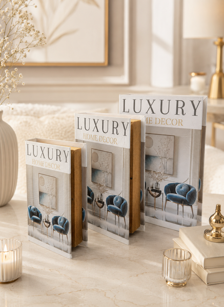 Luxe Home Décor Designer Faux Décor Table Book Box - 3 Size Available