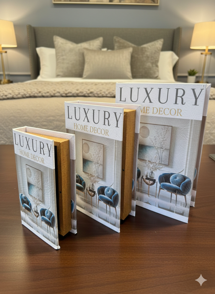 Luxe Home Décor Designer Faux Décor Table Book Box - 3 Size Available