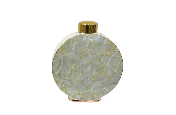 Large Marble Vase – 28x33x8cm round ceramic vase in a marble-effect finish with gold top, ideal as a standalone décor piece or for floral arrangements