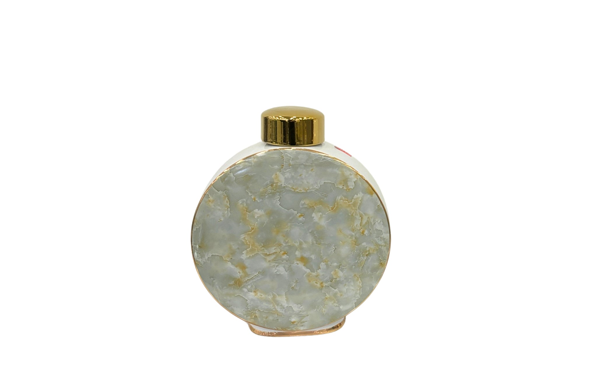 Small Marble Vase – 23x28x8cm ceramic vase with marble-textured front and gold detailing, perfect for shelves, consoles, or side tables