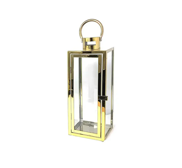 Polished Metal and Glass Lanterns -  2 Colours Available