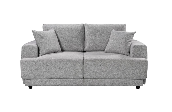 Compact grey 2-seater sofa – soft fabric, deep cushions, and bold design perfect for apartments or cozy corners