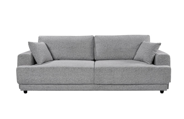 Grey Nora 3-seater sofa with minimalist lines and plush cushions – a refined essential for sleek, modern living spaces