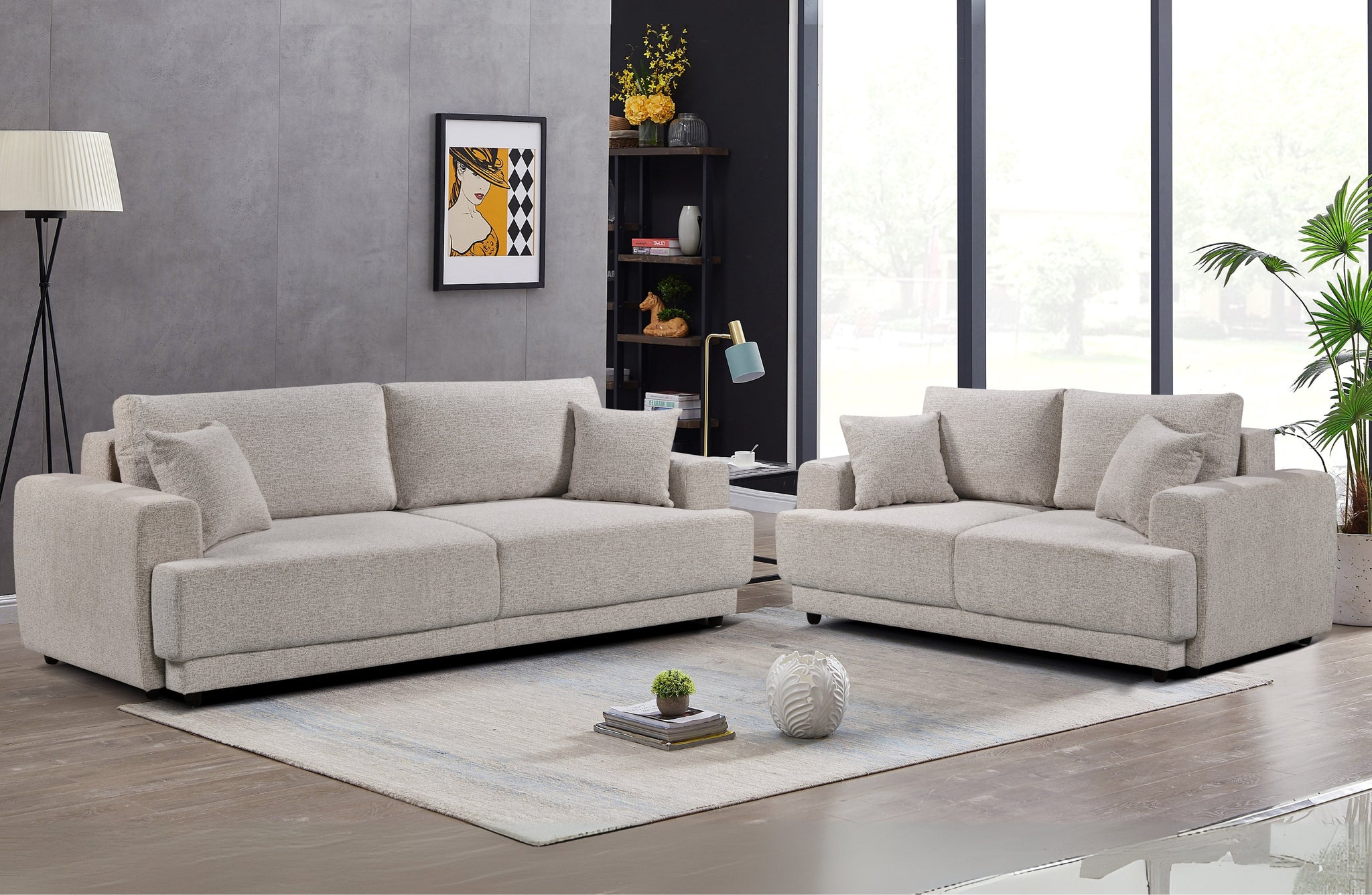 Beige Nora 3-seater convertible sofa bed versatile seating that easily transforms into a comfy guest bed