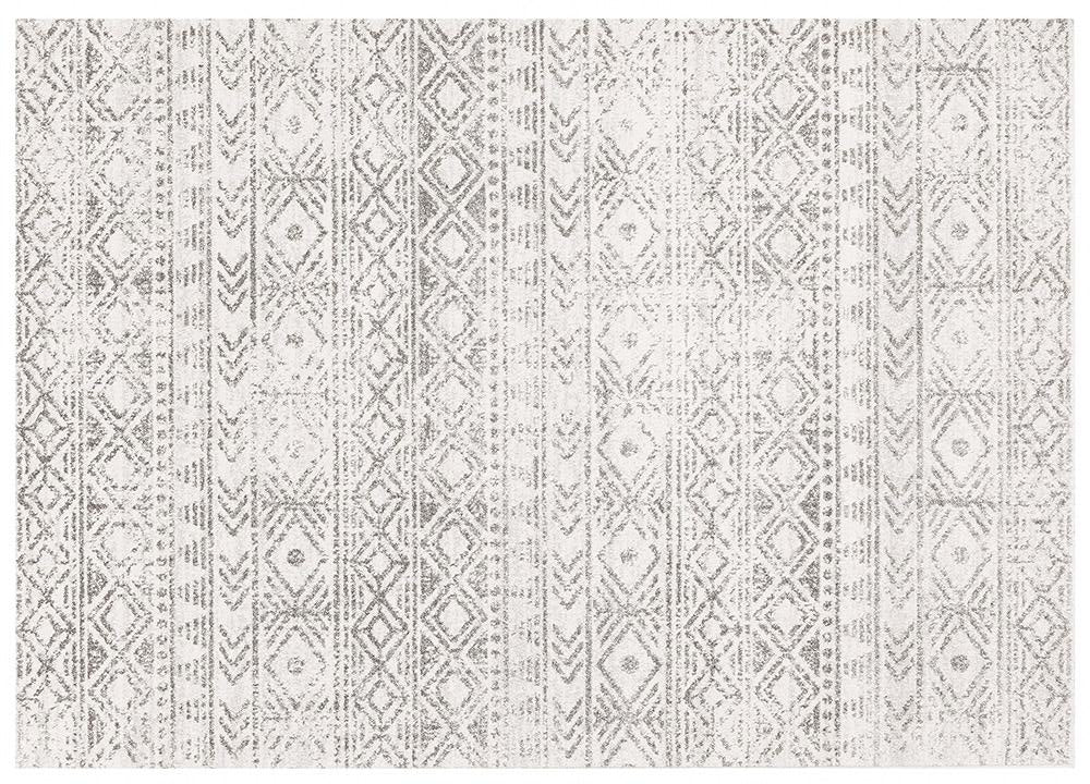  Flat lay of Oasis Grey Rug with geometric patterns