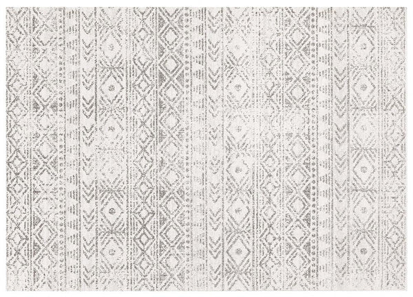  Flat lay of Oasis Grey Rug with geometric patterns