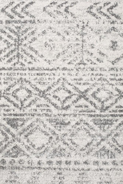 Close-up of Oasis Grey Rug’s textured geometric design